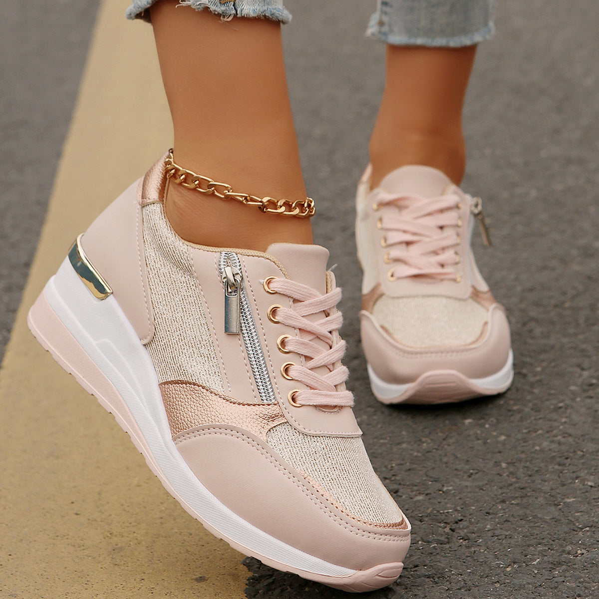 Clara Comfort Zip Sneakers – Elegant Support for Everyday Walking