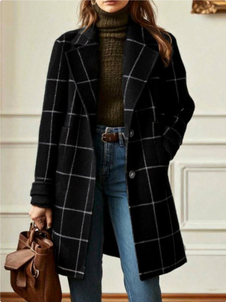 Clara Classic Check Coat – Timeless Elegance for Everyday Wear
