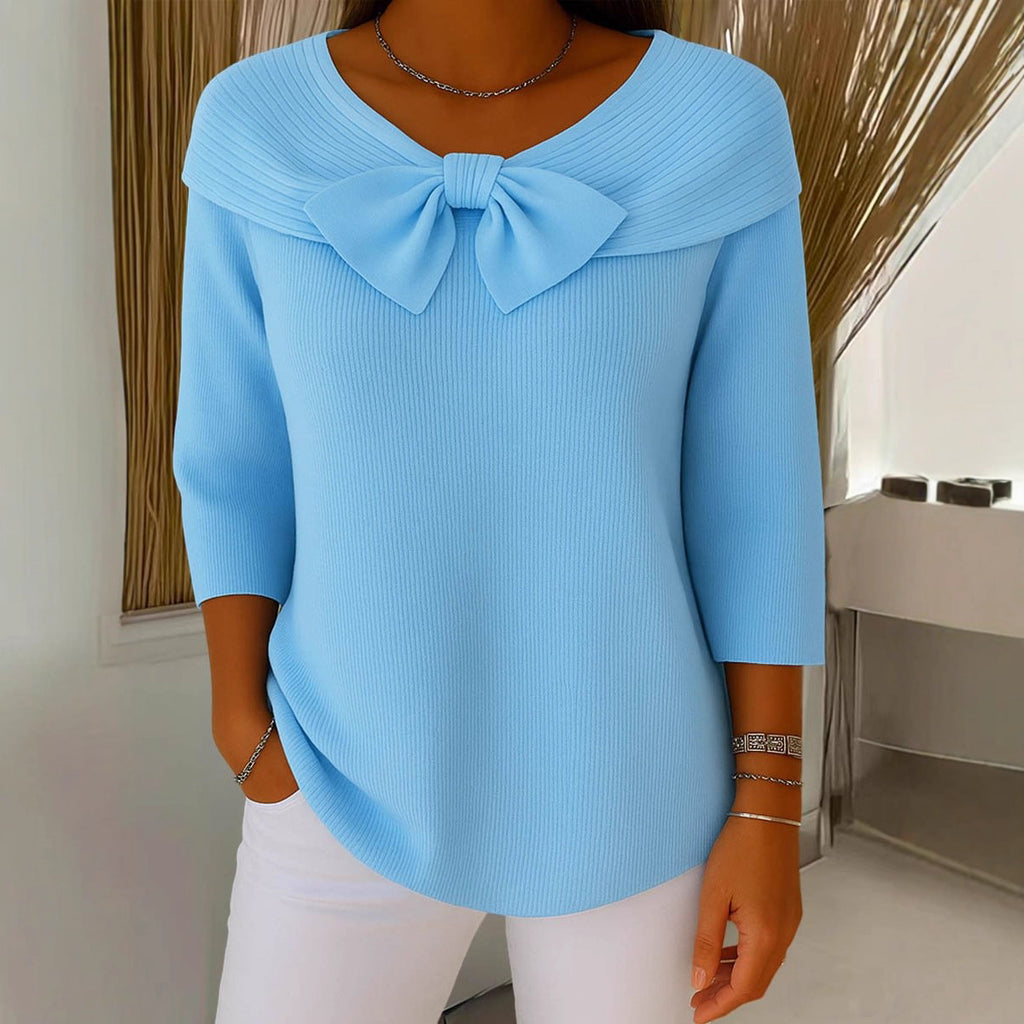 Isabella Bow Knit Blouse – Elegant Comfort for Everyday Style