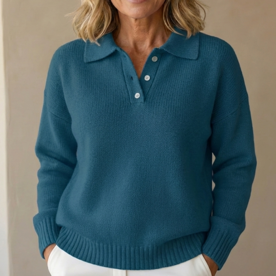 Emma Soft Knit Sweater with Collar - Relaxed Fit