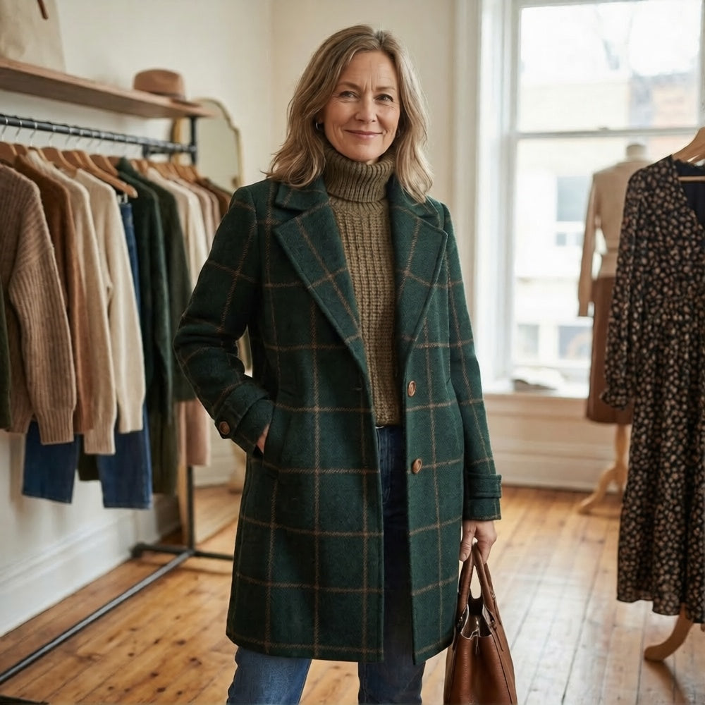 Clara Classic Check Coat – Timeless Elegance for Everyday Wear
