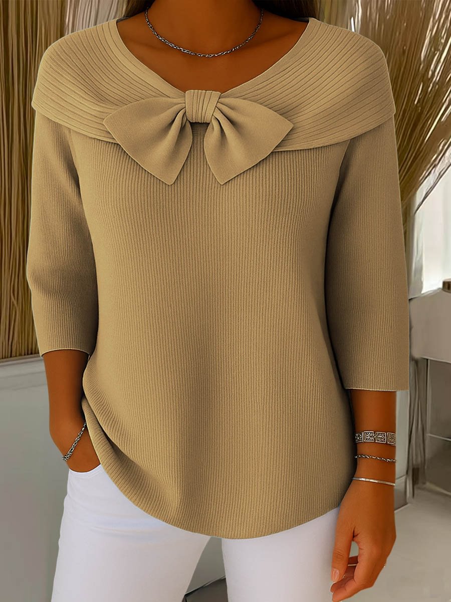 Isabella Bow Knit Blouse – Elegant Comfort for Everyday Style