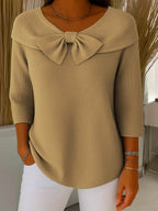 Isabella Bow Knit Blouse – Elegant Comfort for Everyday Style