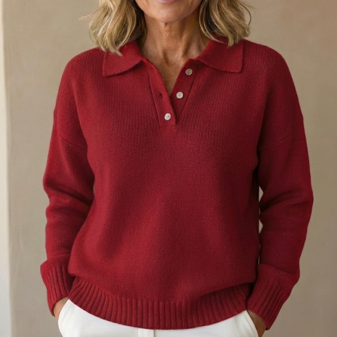 Emma Soft Knit Sweater with Collar - Relaxed Fit