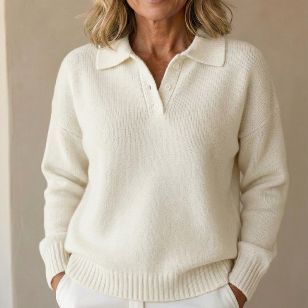 Emma Soft Knit Sweater with Collar - Relaxed Fit
