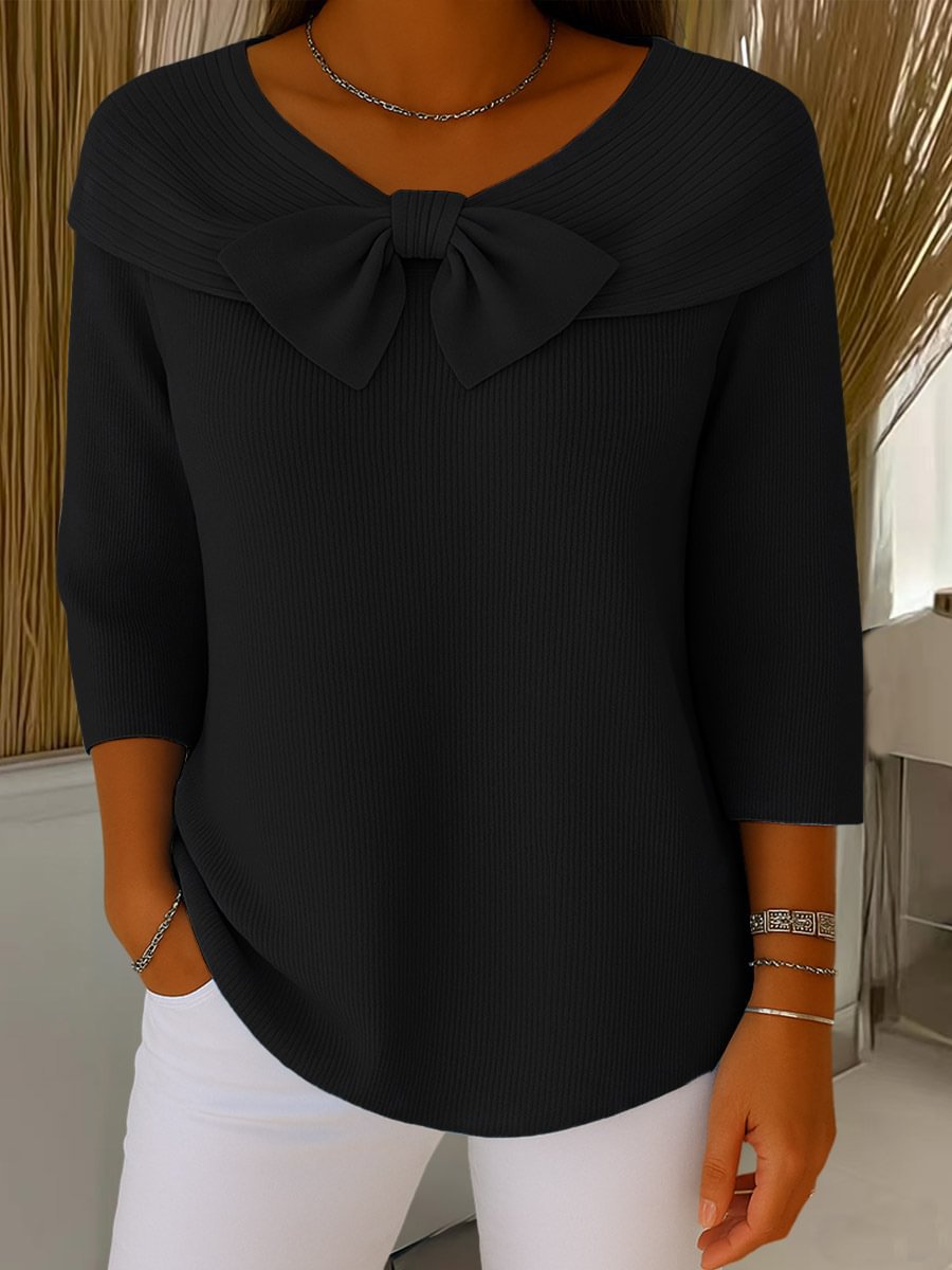 Isabella Bow Knit Blouse – Elegant Comfort for Everyday Style