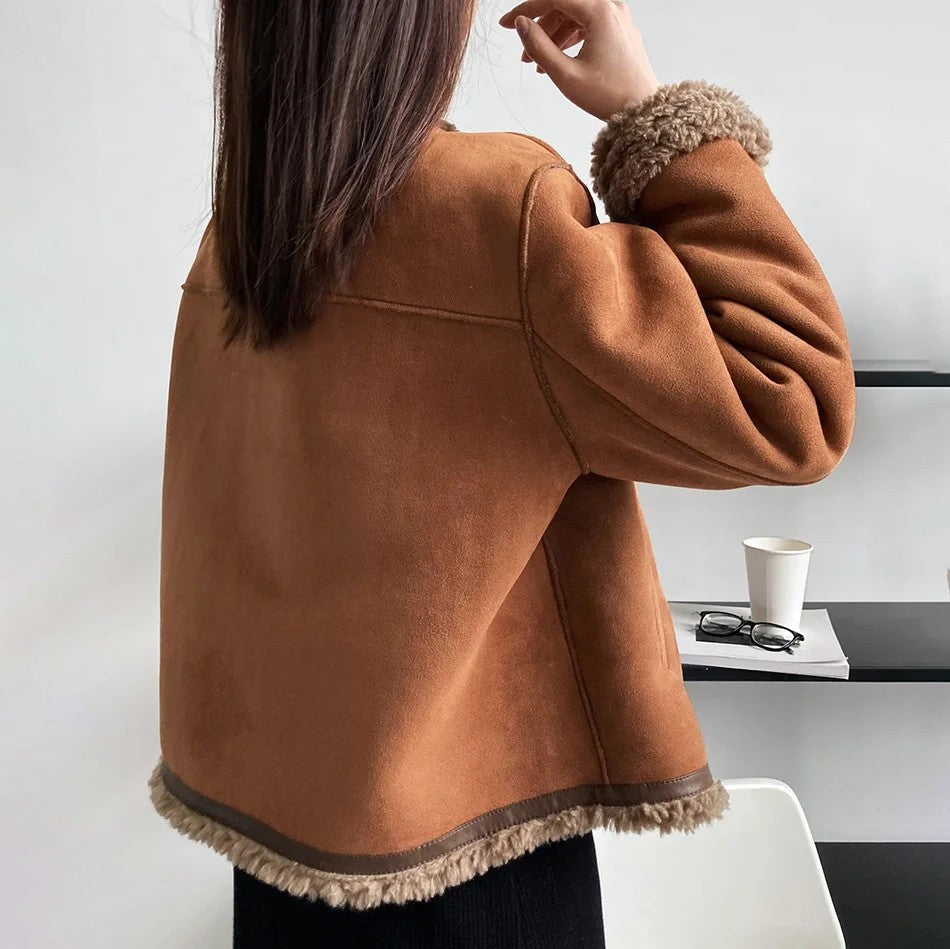 Elena Heritage Sherpa Jacket – Timeless Warmth for Cooler Days