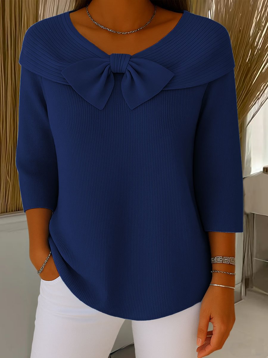 Isabella Bow Knit Blouse – Elegant Comfort for Everyday Style
