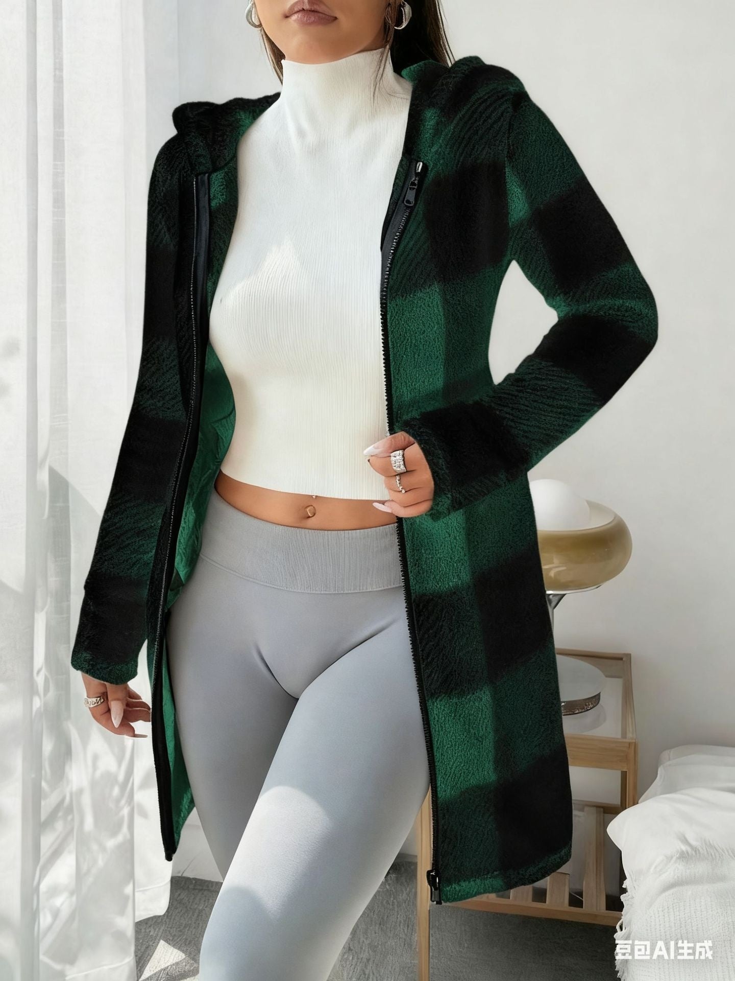 Avery Cozy Check Zip Coat – Soft Warmth for Everyday Comfort