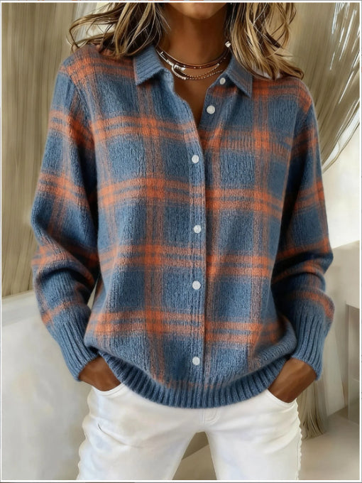 Sophia Plaid Button Blouse – Effortless Style for Everyday Comfort