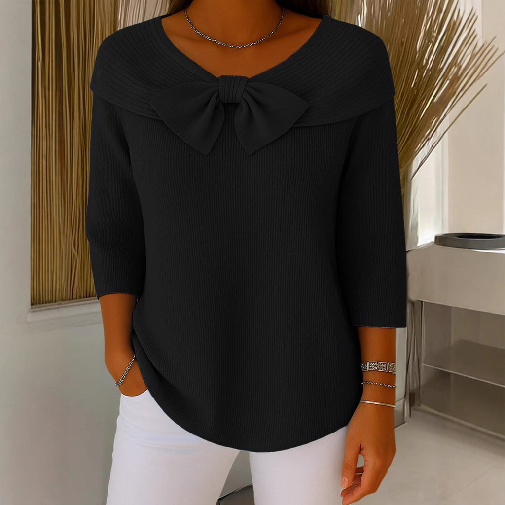 Isabella Bow Knit Blouse – Elegant Comfort for Everyday Style