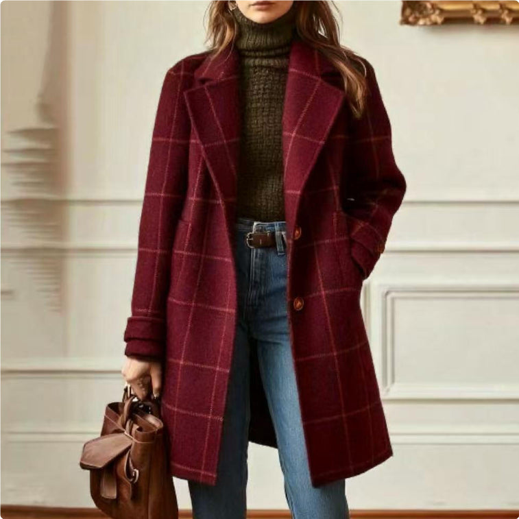 Clara Classic Check Coat – Timeless Elegance for Everyday Wear