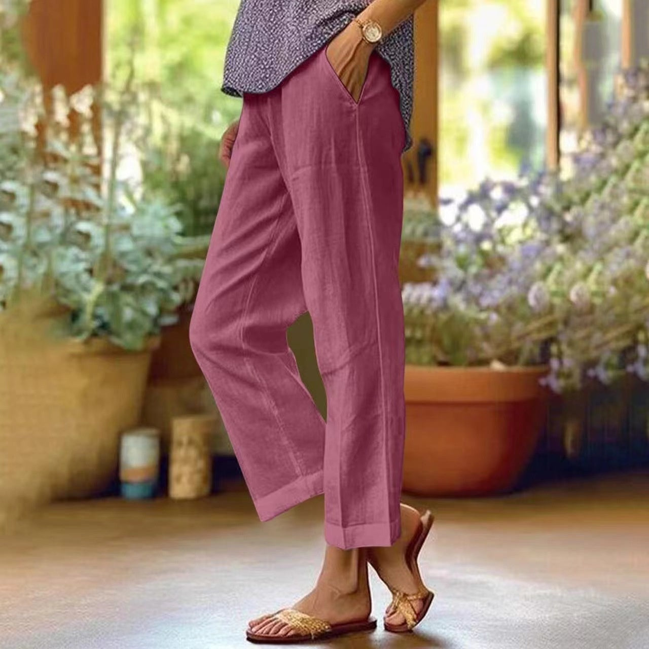 Elena Linen Comfort Pants – Effortless Style for Beautiful Days