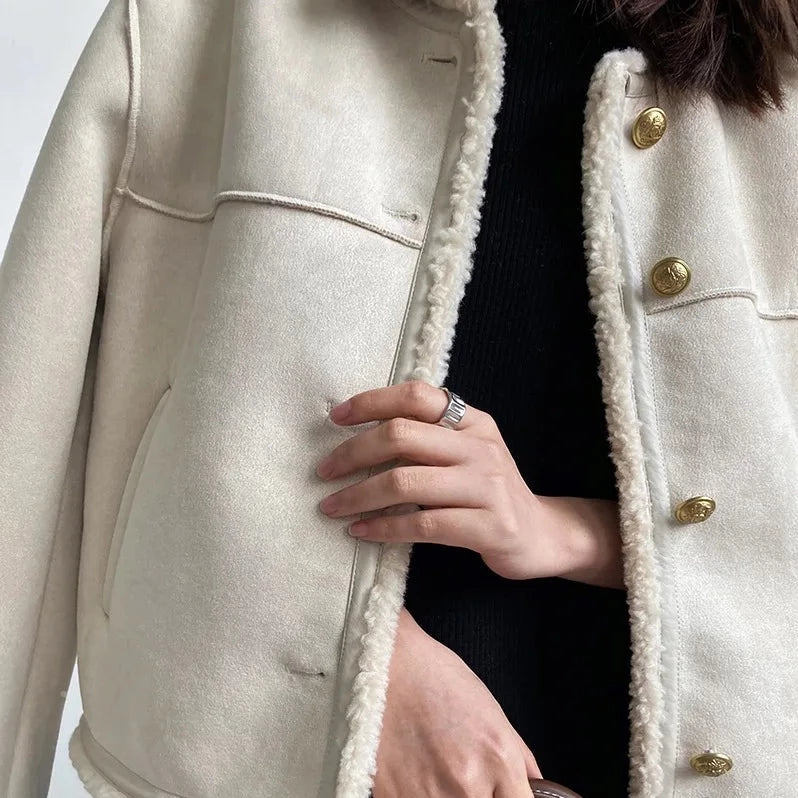Elena Heritage Sherpa Jacket – Timeless Warmth for Cooler Days