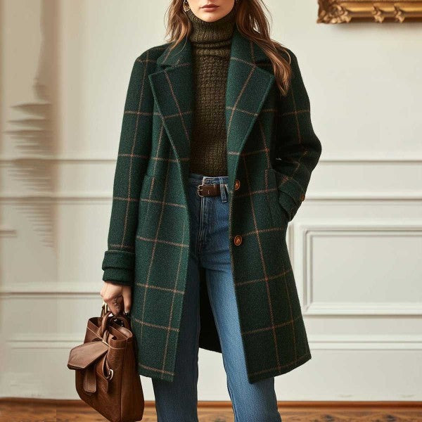Clara Classic Check Coat – Timeless Elegance for Everyday Wear