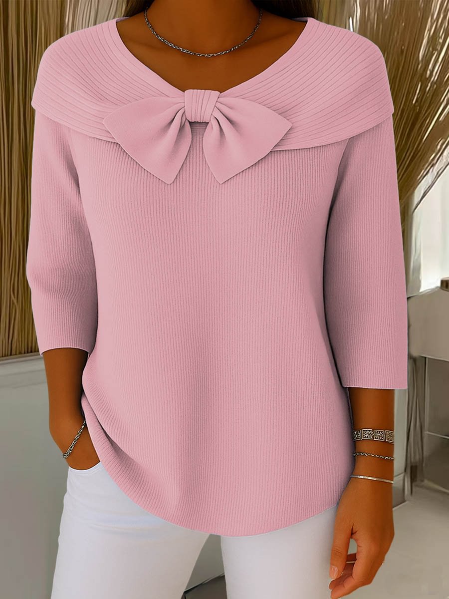Isabella Bow Knit Blouse – Elegant Comfort for Everyday Style