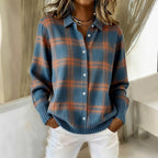 Sophia Plaid Button Blouse – Effortless Style for Everyday Comfort