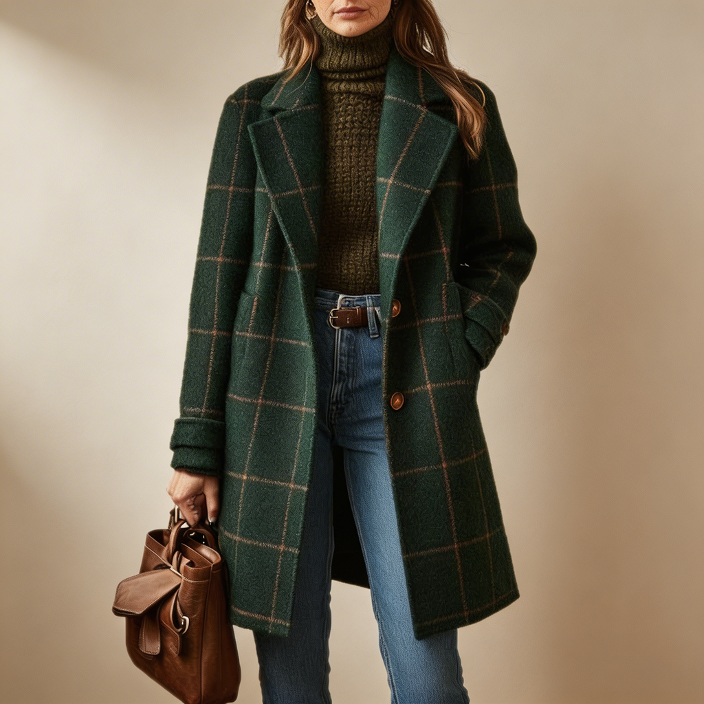 Clara Classic Check Coat – Timeless Elegance for Everyday Wear
