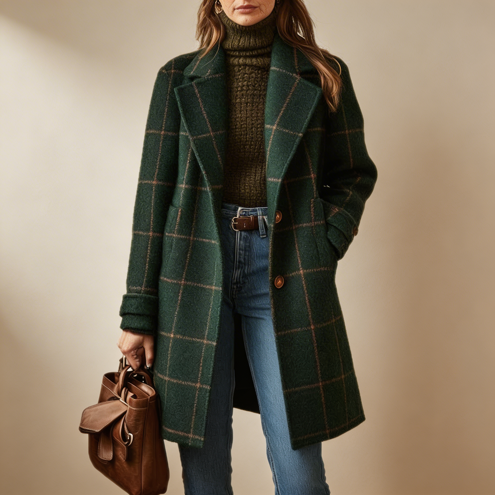 Clara Classic Check Coat – Timeless Elegance for Everyday Wear