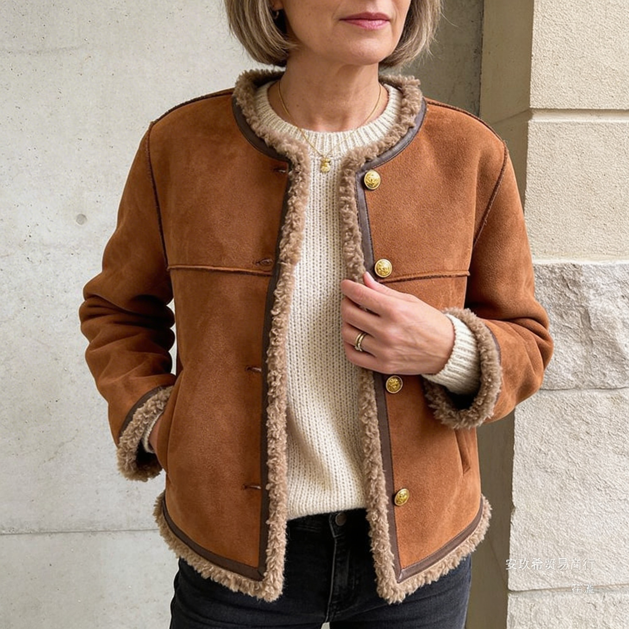 Elena Heritage Sherpa Jacket – Timeless Warmth for Cooler Days