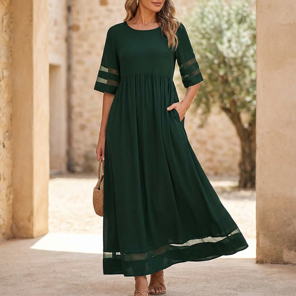 Amelia Grace Midi Dress – Effortless Elegance for Everyday Comfort